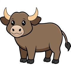 buffalo simple vector illustration. Buffalo cartoon clipart is an animal in a flat style.