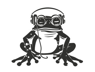 Amphibians dj silhouette vector illustration