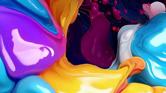 Slow motion multi color paint mix background