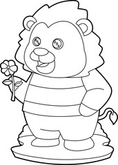 Lion Flower Animal Vector Graphic Art Illustration