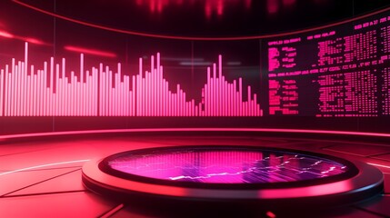 Futuristic Pink Neon Stock Market Data Display