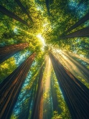 Sunbeams in Redwood Forest