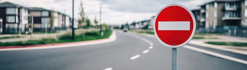 Striking red and white street sign, guidepost for urban navigation safe travels
