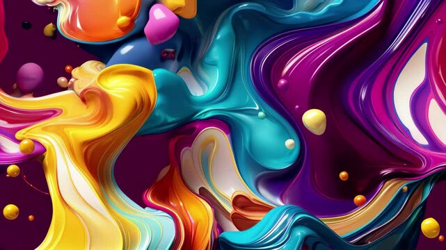 Slow motion multi color paint mix background