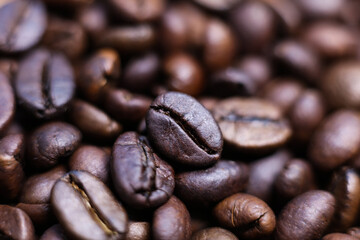 roasted coffee beans, can be used as a background or texture	