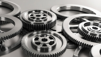A sleek silver mechanism of interlocking gears, representing the seamless operation of a business.