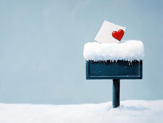 Acrylicpainted snowy mailbox filled with Christmas cards, glowing softly in a winter scene