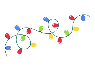 Christmas lights on transparent background