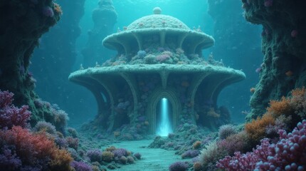 Fototapeta premium Shimmering Coral and Pearl Underwater Palace