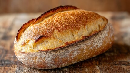 Artisan Crusty Bread on Wooden Table