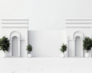 White public square, surrounded by modern structures, 3D illustration