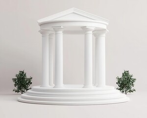 Obraz premium Elegant white pavilion, dynamic architectural elements, 3D illustration