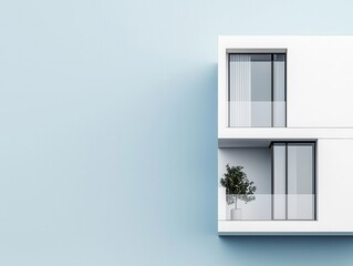 Obraz premium Minimalist urban block, white architecture with sharp details, 3D illustration