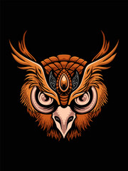 Owl Head Vector Illustration