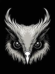 Owl Head Vector Illustration