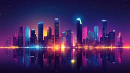 Vibrant Cityscape at Night