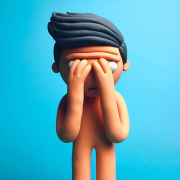 Personnage sentiment de honte en pate &agrave; modeler