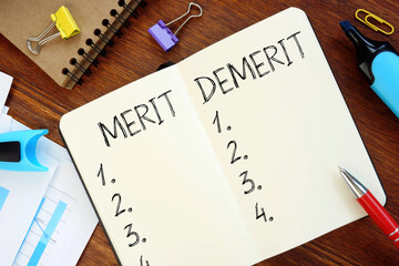 Merit and Demerit are shown using the text