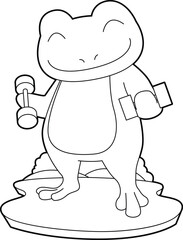 Frog Bodybuilder Dumbbell Bodybuilding Animal Vector Graphic Art Illustration