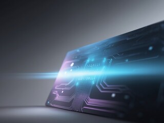 Abstract glowing circuit board data transfer concept.