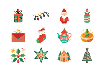 Christmas vectors colors icons bundle 