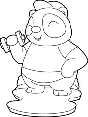 Panda Bodybuilder Dumbbell Bodybuilding Animal Vector Graphic Art Illustration