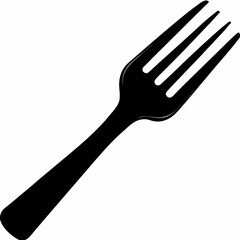 Silhouette Design of a Classic Fork with Minimalist and Elegant Details for Culinary and Dining Themes