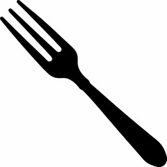 Silhouette Design of a Classic Fork with Minimalist and Elegant Details for Culinary and Dining Themes