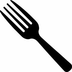Silhouette Design of a Classic Fork with Minimalist and Elegant Details for Culinary and Dining Themes