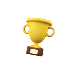 Gold trophy isolated 3d render icon illustration