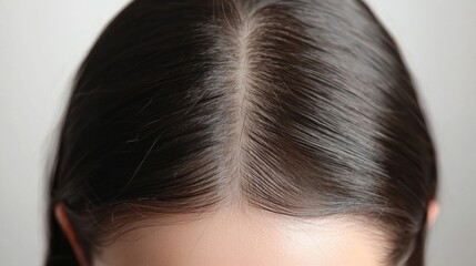 Fototapeta premium Woman, hair care and back with beauty in studio for healthy growth, keratin treatment or straight hairstyle aesthetic. Female person, wellness and collagen shine, cosmetics and white background