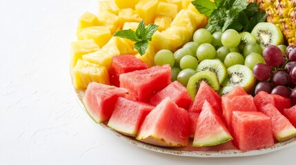 Photo of, A colorful fruit platter featuring watermelon, pineapple
