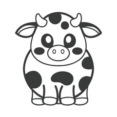 Fototapeta premium Cute Cartoon Cow Coloring Page for Kids Kawaii Style Vector Art.