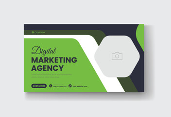 Corporate business and digital marketing youtube thumbnail or web banner template