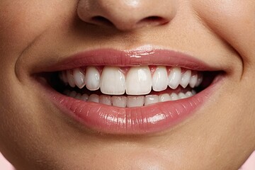 Obraz premium his image shows a close-up view of a womans mouth smiling with her teeth showing 