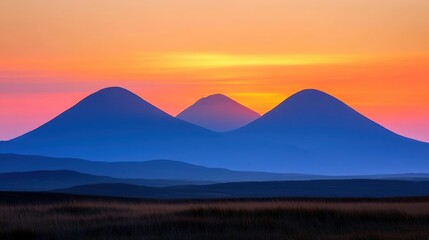 Fototapeta premium Majestic Mountain Silhouettes at Sunset