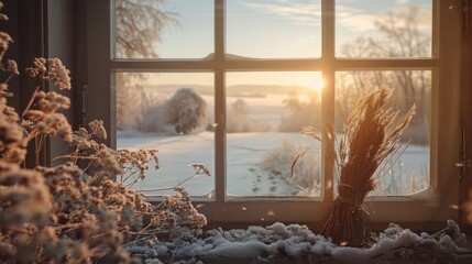 Winter landscape view from the window