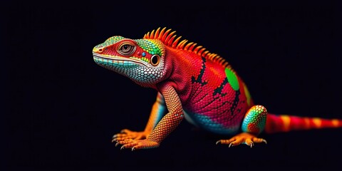 Obraz premium Colorful reptile sits in isolation with vibrant scales and patterns, colorful, lizard, yellow