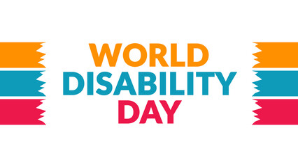 World Disability Day text with side lines on a White background. Which is observed every year in December to celebrate World Disability Day.