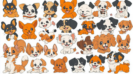 Adorable Doodle Illustrations of Happy Dog Faces