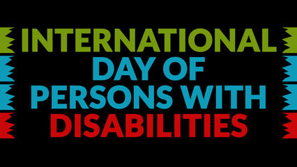 International Day of Persons with Disabilities text with side lines on a black background. Which is observed every year in December to celebrate International Day of Persons with Disabilities.