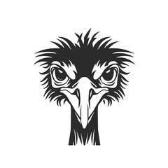 Ostrich Aggressive silhouette vector illustration