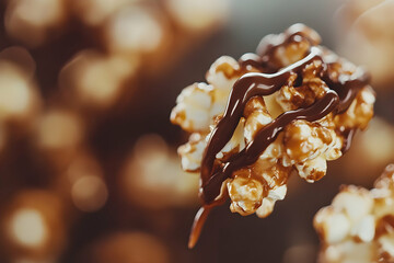 Yummy popcorn coated with rich chocolate stands out as an enticing treat at a festive event