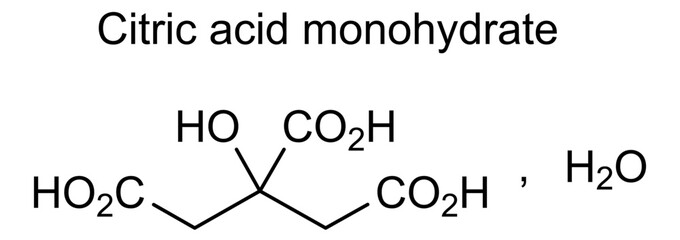 Chemical structure of citric acid monohydrate, drug substance