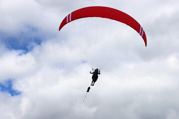 Paraglider being towed by a winch	