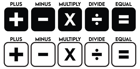 Fototapeta premium Plus, minus, multiply, divide, equal sign icon Vector illustration.