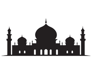 Fototapeta premium Mosque silhouette vector illustration on white background