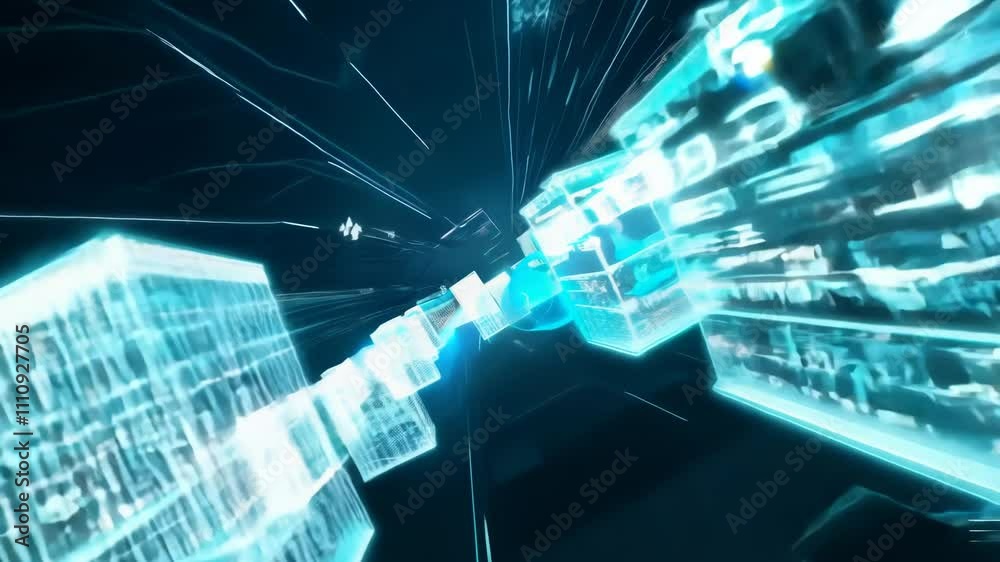 Poster Big data and compute power concept with virtual servers in data center