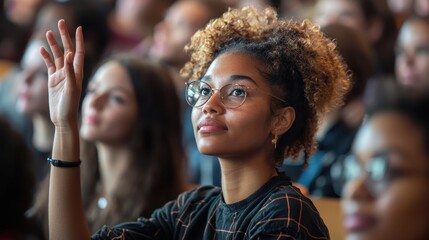 Engaging audience participation at a youth conference urban venue photo dynamic environment close-up empowerment