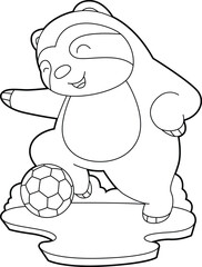 Fototapeta premium Sloth Soccer player Soccer Animal Vector Graphic Art Illustration